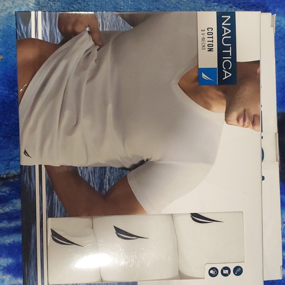Nautica 3 pack v-neck white tshirt